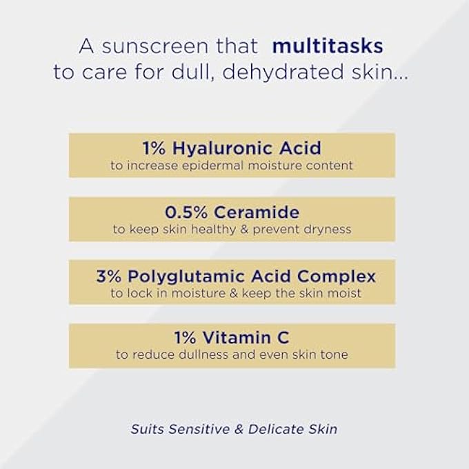 Undry واقي شمس مرطب SPF 50+ PA+++ | جل خفيف الوزن مع 1% حمض الهيالورونيك و 0.5% سيراميد | حماية واسعة الطيف للبشرة الجافة | مختبر جلدياً | عبوة من 2 (50 جرام لكل منهما) - Image 4